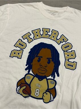 Malik Rutherford Georgia Tech Football Graphic T Shirt Men’s L Athletes Thread